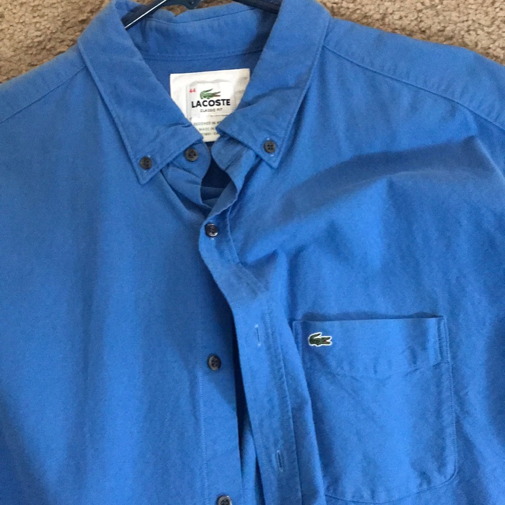 Lacoste blue button down size 44